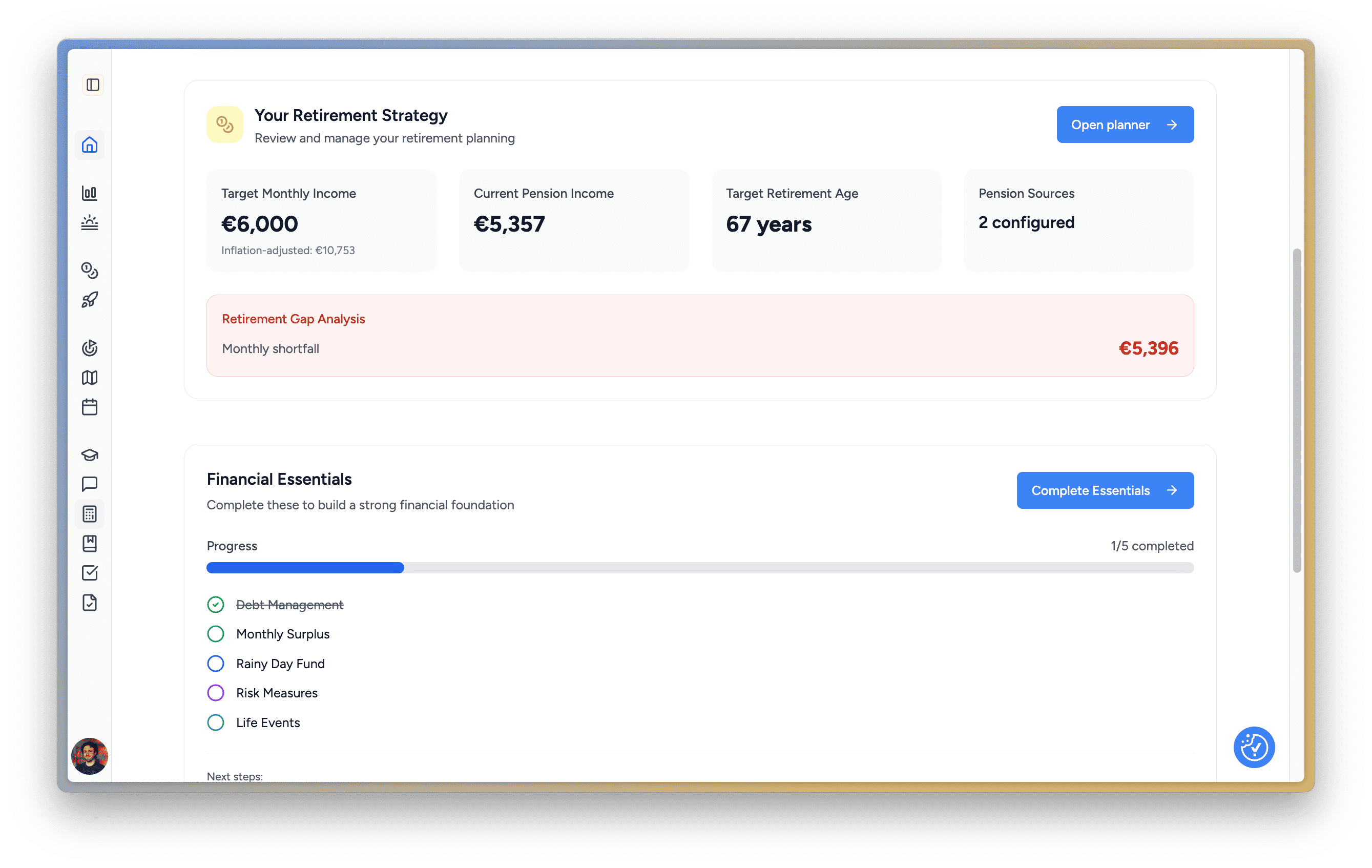 Saving for retirement dashboard