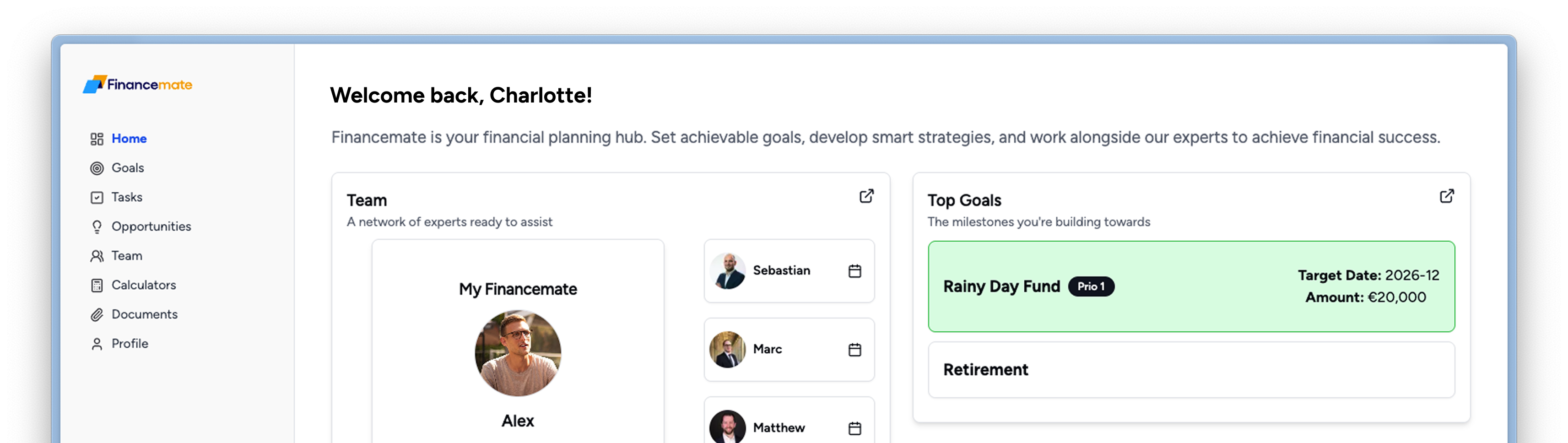 FinanceMate dashboard